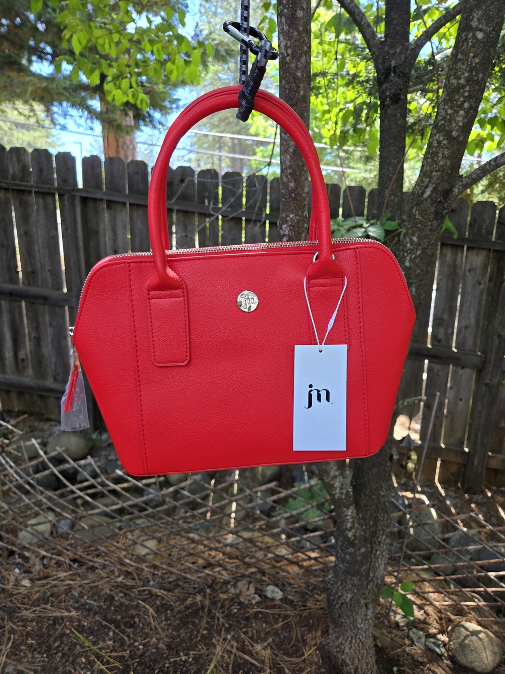 Jessica Moore Red Structured Satchel Handbag